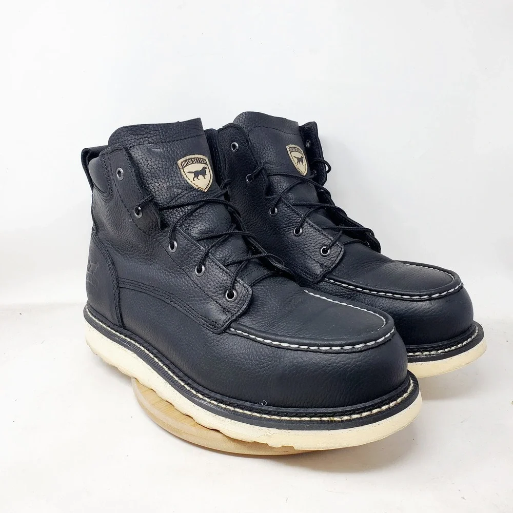 Irish Setter by Red Wing Ashby Boots Mens 14 D Black Wedge Safety Toe Moc Shoes - Picture 2 of 12